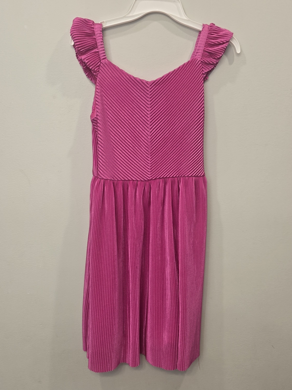 Zunie Hot Pink Pleated Ruffle Strap Dress
